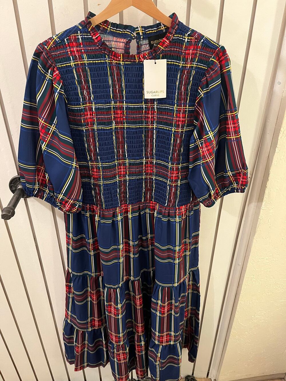 Sugar Lips Mid Sleeve Blue with Stripes Dress Size 2XL
